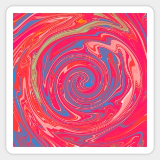 Peach Red Rose Swirl Marble Design Abstract Art Sticker